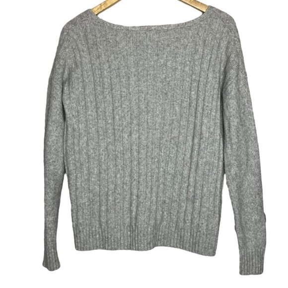 Gap Womens S Wool Blend Rib Knit Pullover Sweater Light Gray Marl Classic Simple - Picture 2 of 4